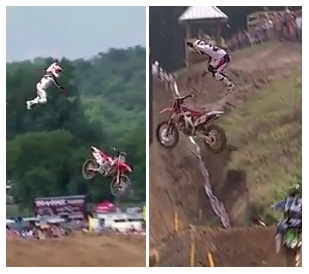 Chad Reed had a major motocross crash at Millvilles MX Class Moto 2 in 2011 