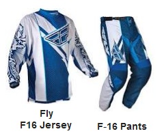 the Fly F-16 JERSEY and the F-16 PANTS for motocross