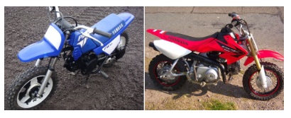 Yamaha pw50 and the Honda crf 50 pit dirt bikes 