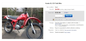 a common dirt bike for sale advert