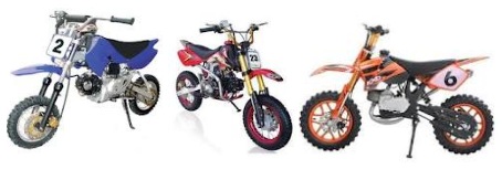 a selection of chinese pitbikes or motocross bikes from china