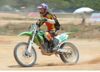 motocross biker with gloves