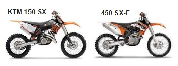 the KTM 450sx-f and the 150sx motocross bikes