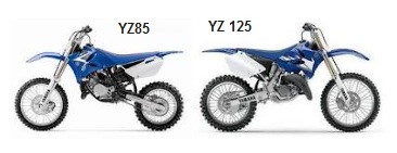 the MX yamaha YZ85 and the YZ125 dirt bikes