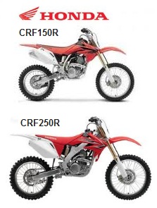 the honda CRF150R and CRF250R dirt bikes