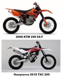 2006 KTM 250 SX-F and the Husqvarna 2010 TXC 250 