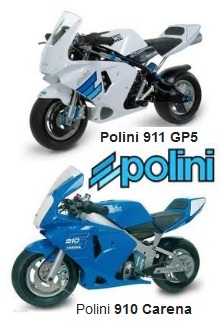 Polini 911 GP5 Reverse 50cc and the 910 Carena Off Road Pocket Bikes 