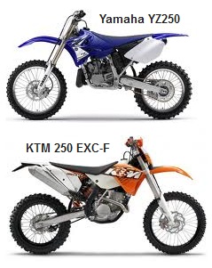 Yamaha YZ250 and the KTM 250 EXC-F