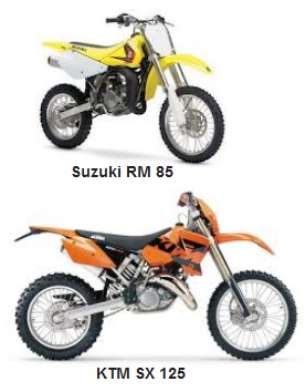 Suzuki RM 85 2005 dirt bike and a KTM SX125 125cc motocrosser 