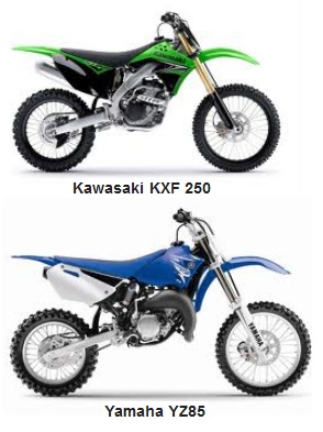 the Kawasaki KXF 250F and the yamaha yz85 