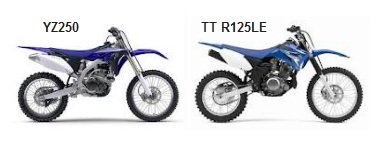 the yamaha YZ250 and the TT-R125LE motocross bikes the yamaha YZ250 and the TT-R125LE motocross bikes