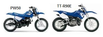 yamaha PW50 and TT-R90E dirt bikes